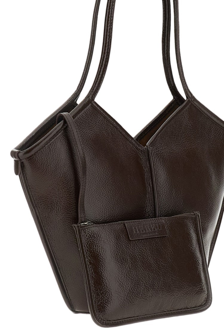 Hereu Brown Leather Calella S Tote Bag