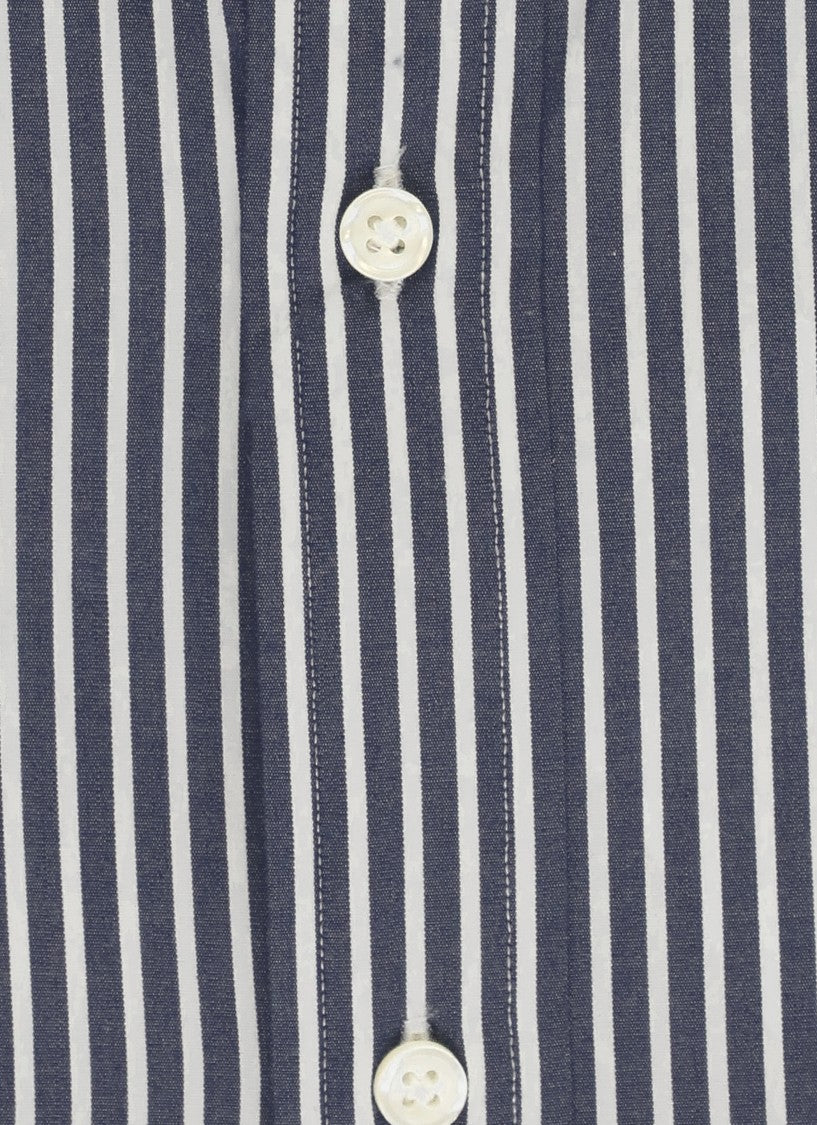 Polo Ralph Lauren Blue Vertical Striped Button-Down Cotton Shirt