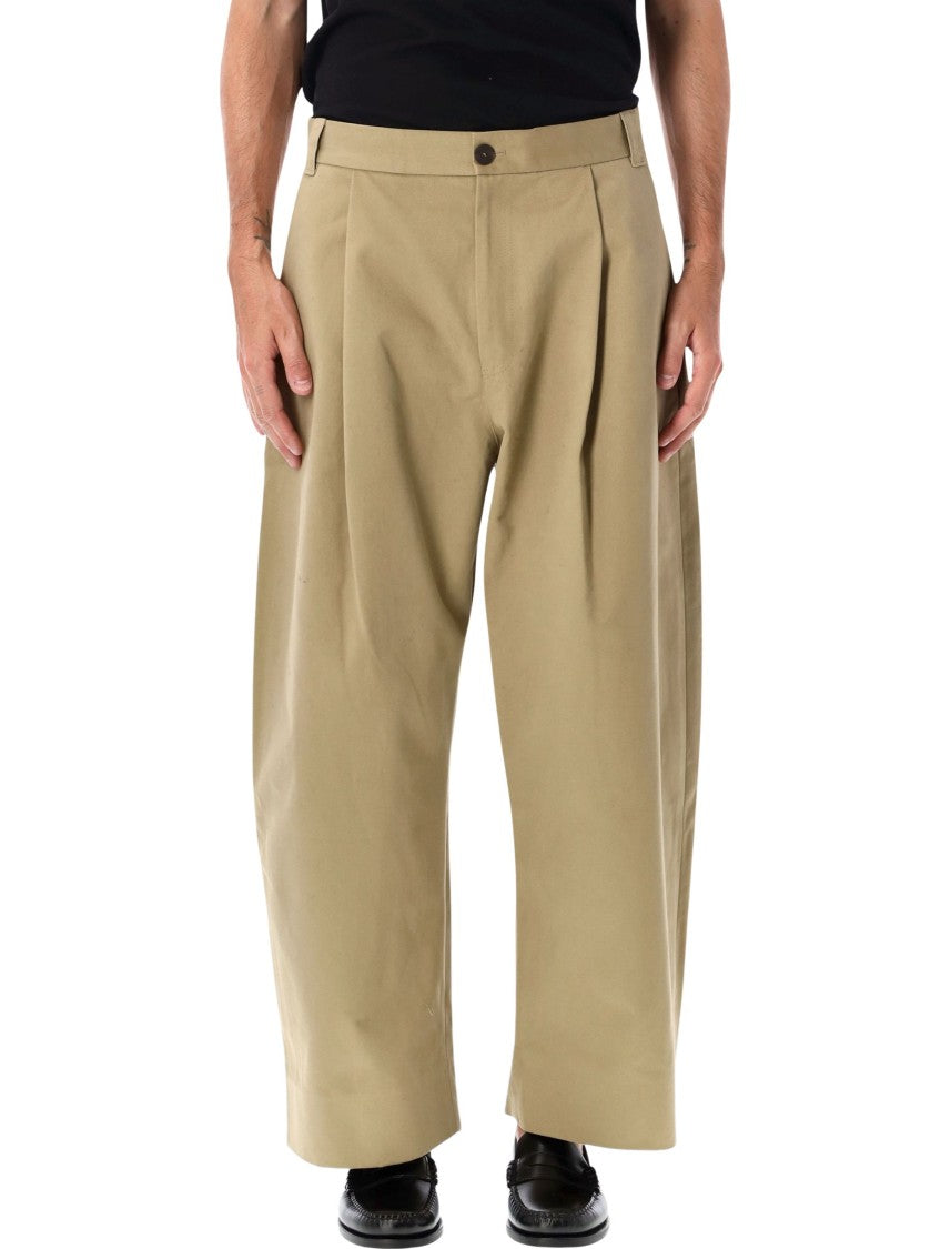 Studio Nicholson Pleated Wide-Leg Cropped Pants