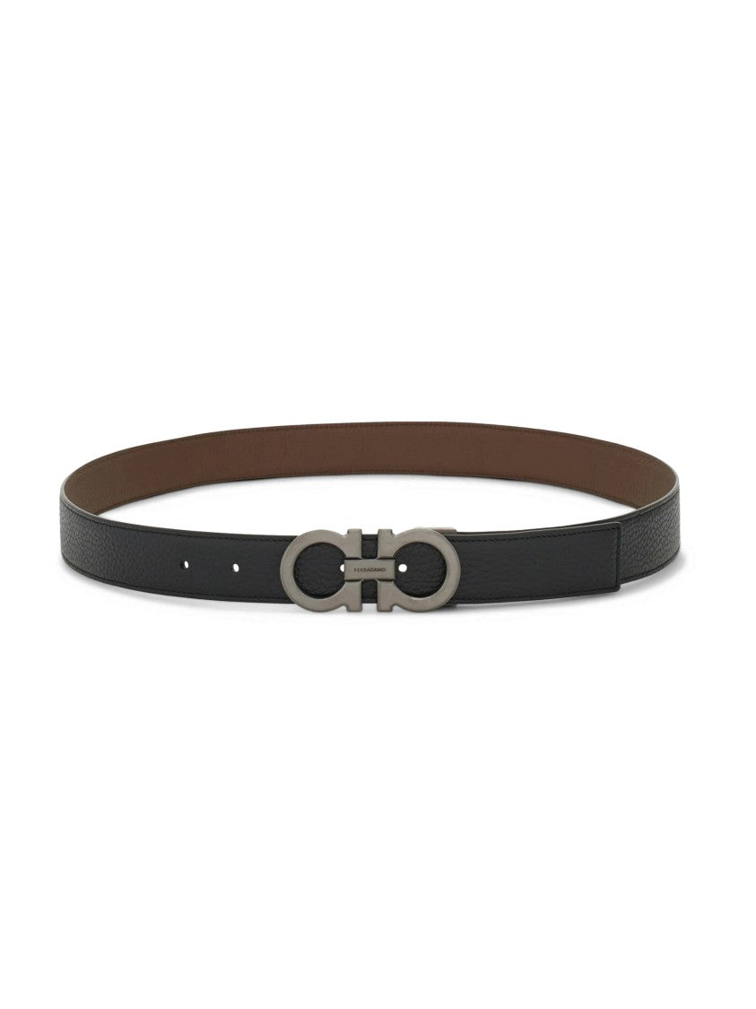 Ferragamo Reversible Smooth Calf Leather Belt With Double-Ring Buckle
