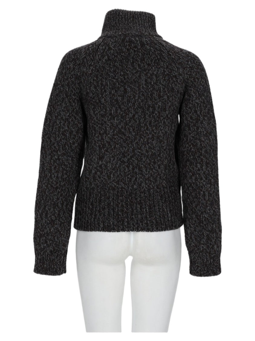 Our Legacy Chunky Knit Sweater With High Collar And Zipper Closure