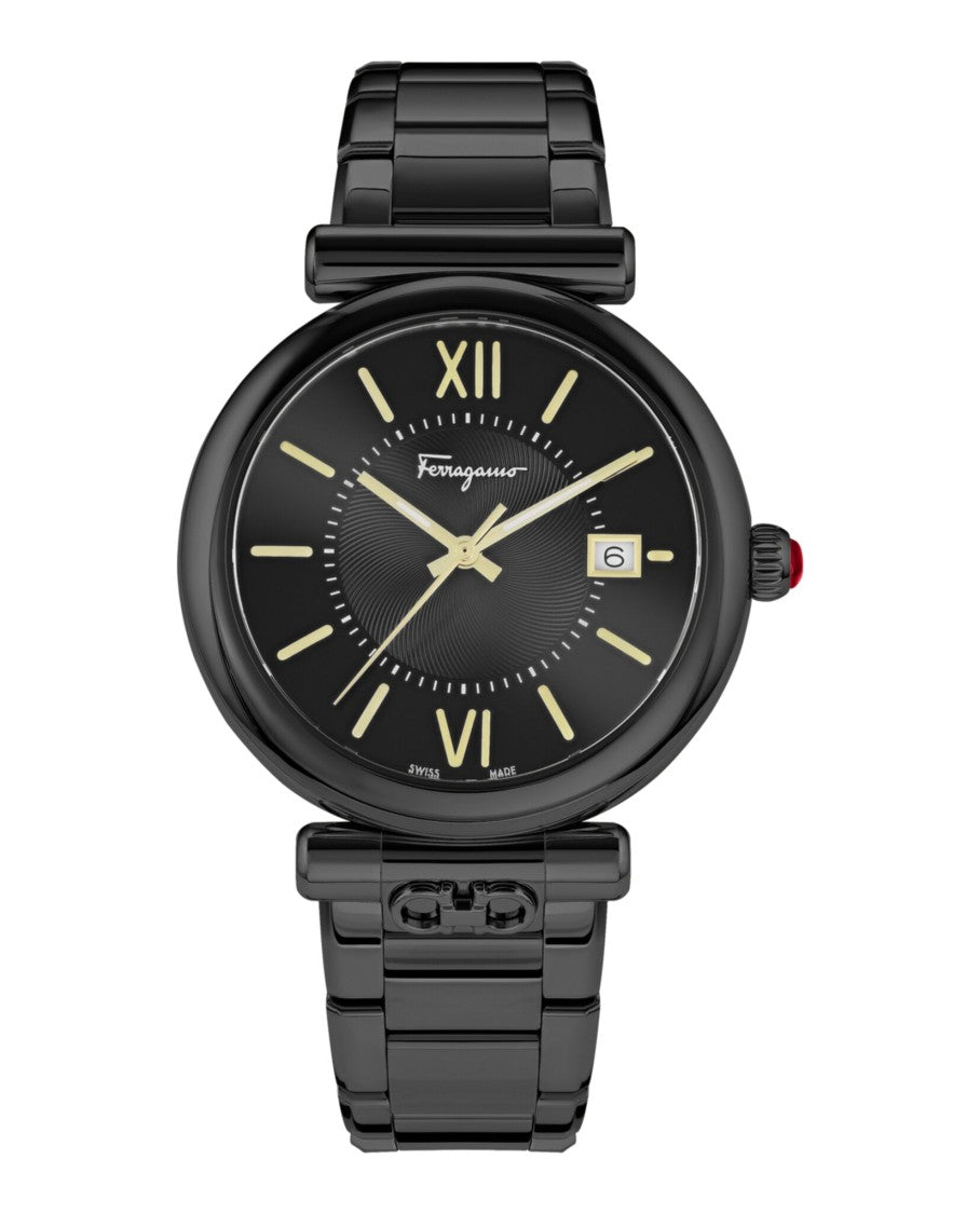 Ferragamo Ferragamo Ora Watch With Black Guilloche Dial