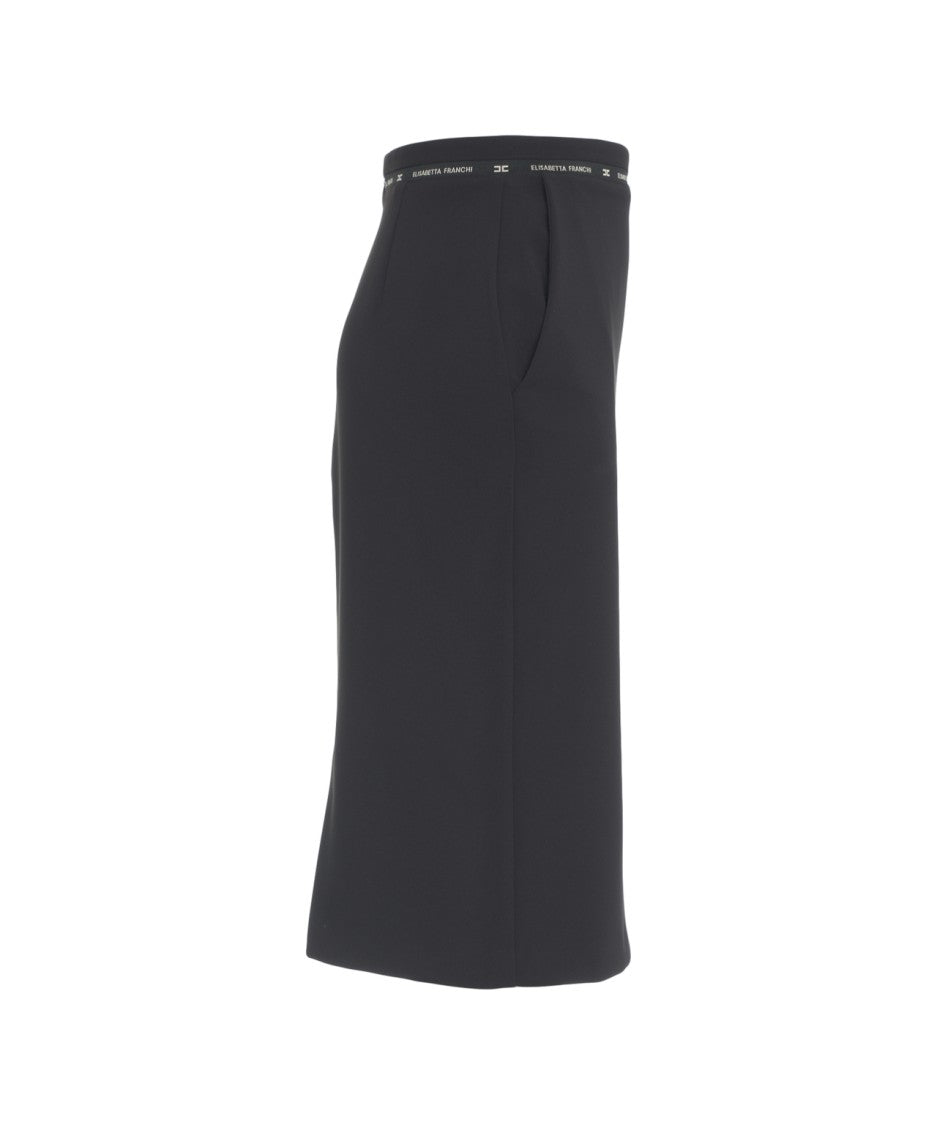 Elisabetta Franchi Pencil Skirt With Iconic Logo Waistband