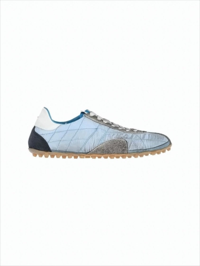 Maison Margiela Quilted Blue Sneakers With Suede Overlays
