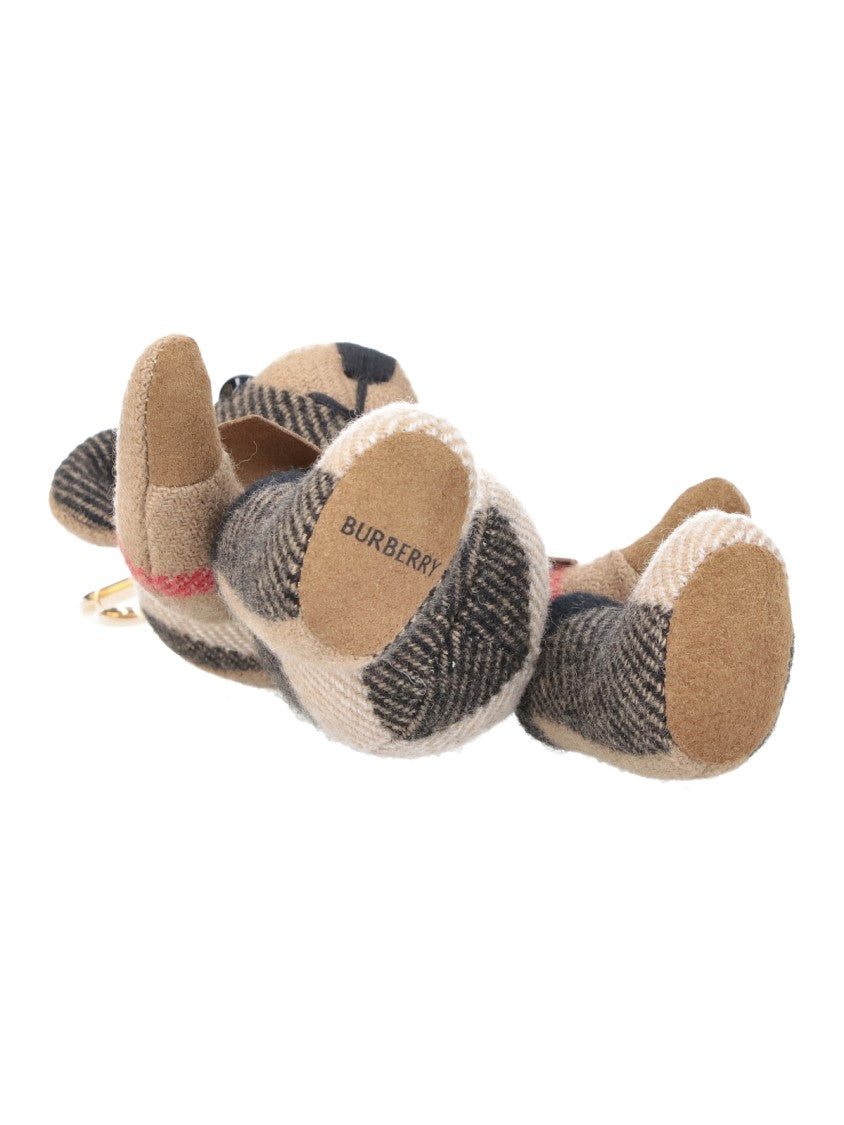 Burberry Beige Check Cashmere Teddy Bear Keychain