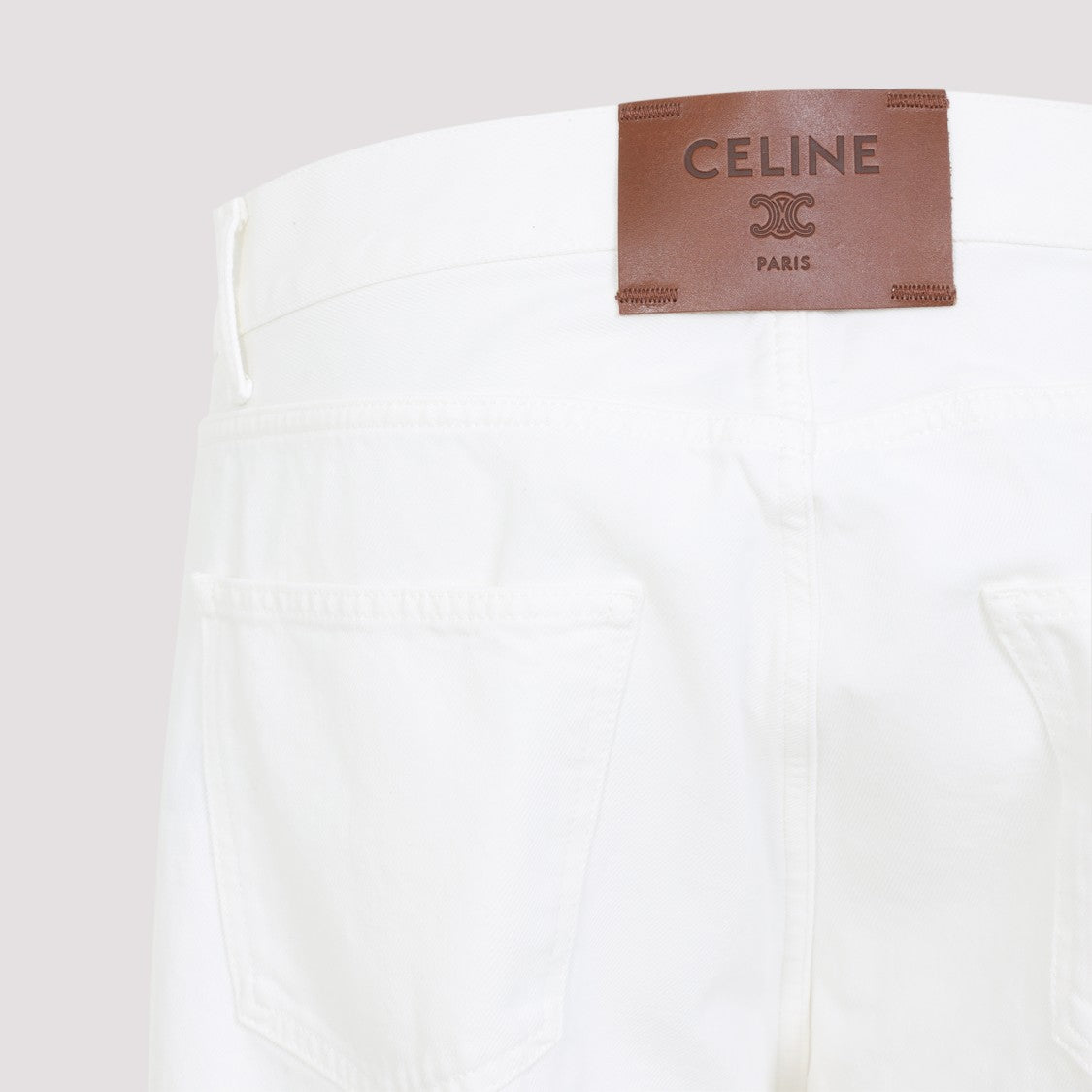Celine Mid-Waist Straight-Leg White Denim Jeans With 5-Pocket Design