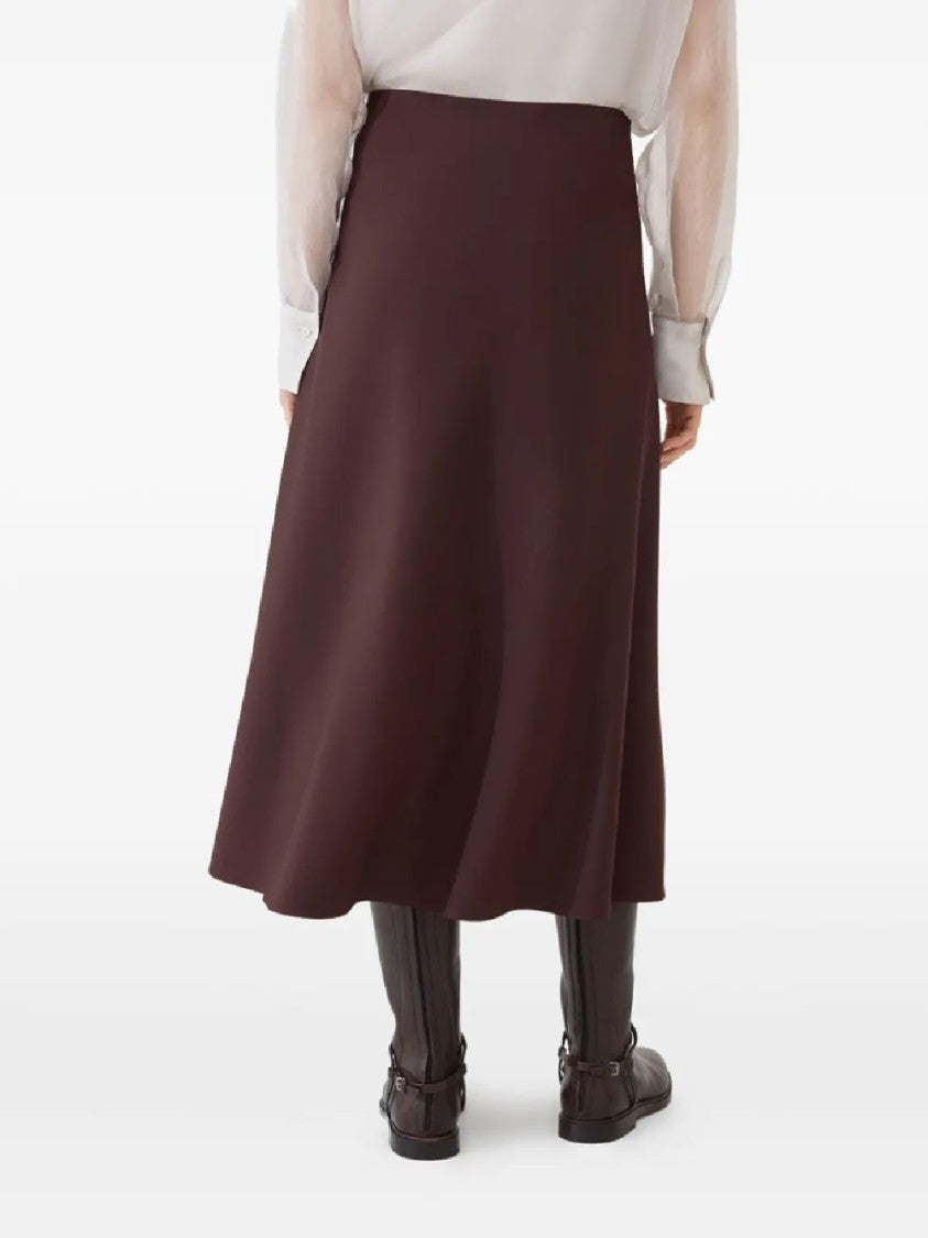 Brunello Cucinelli Flowing Brown Maxi Skirt With Minimalist Design