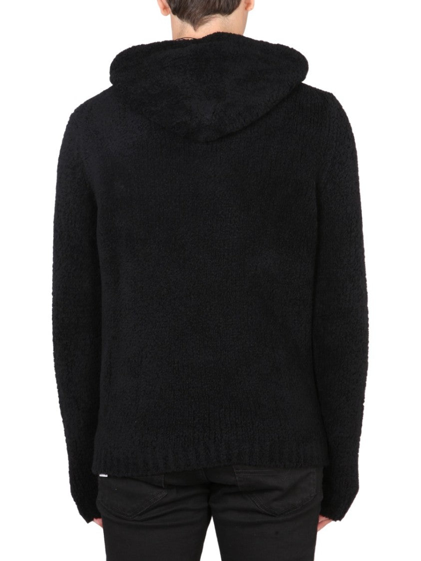 Ten C Black Textured Wool Hoodie