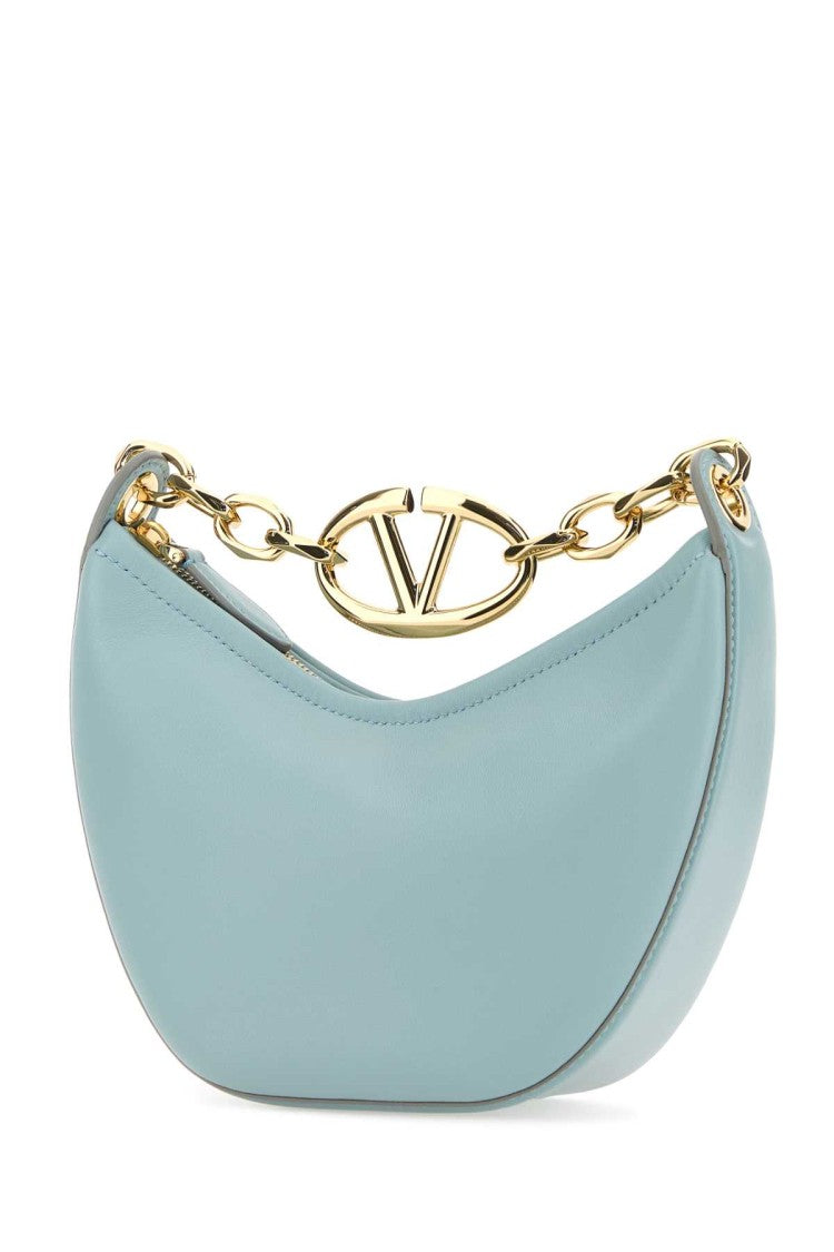 Valentino Garavani Light Blue Leather Mini Hobo Vlogo Moon Handbag
