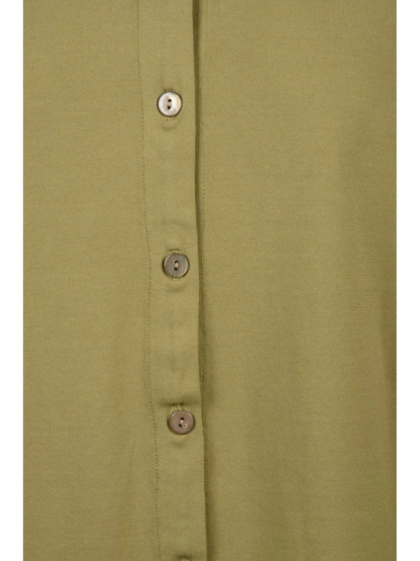 Alpha Studio Khaki Classic Button-Down Stretch Cotton Shirt