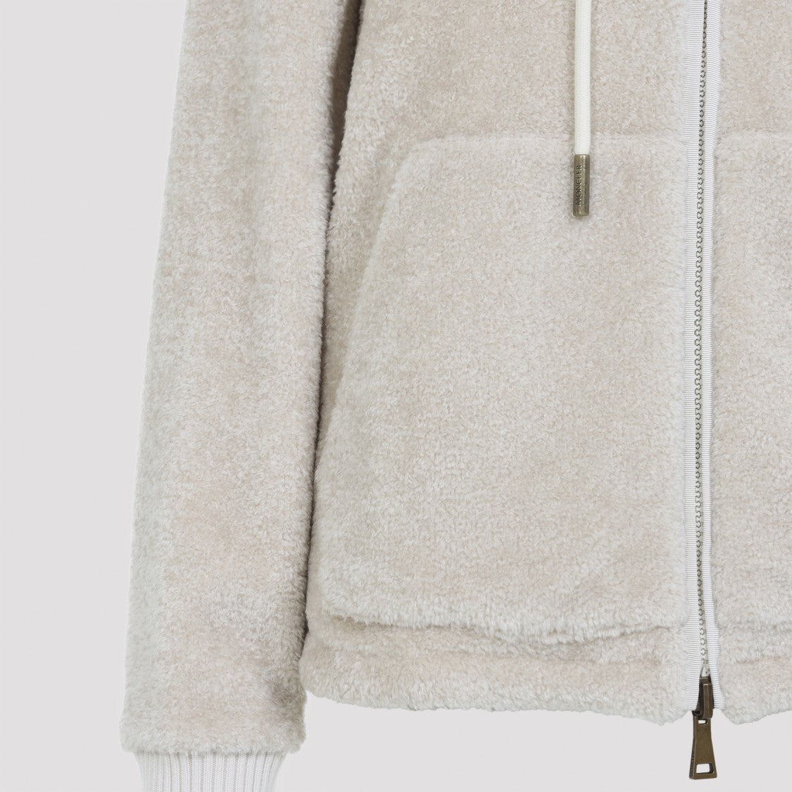 Moncler Zip Up White Acrylic Jacket