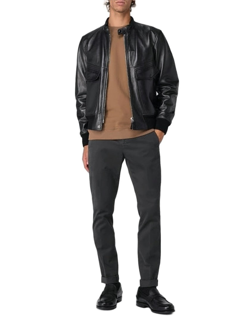 Tom Ford Smooth Lambskin Leather Jacket With Minimalist Design