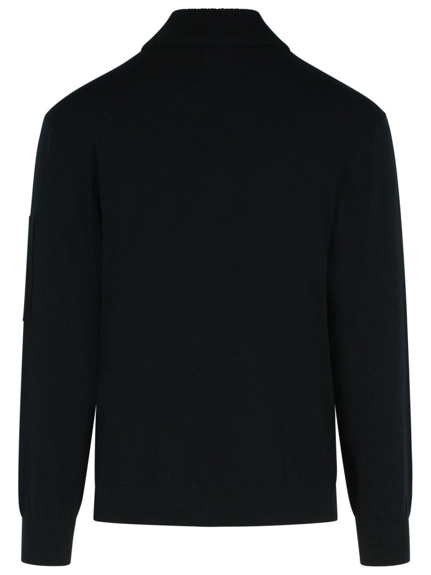 C.P. Company Lens' Black Virgin Wool Blend Turtleneck Sweater