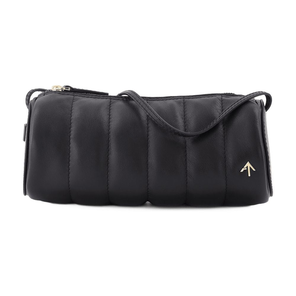 Manu Atelier Padded Cylinder Bag In Black Leather
