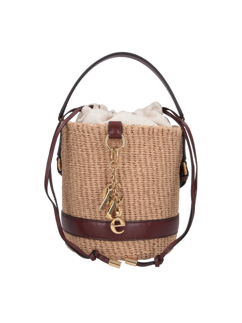Chloé Brown Charms Woven Raffia Bag