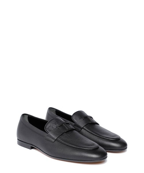Tod's Textured Black Calf Leather Loafers