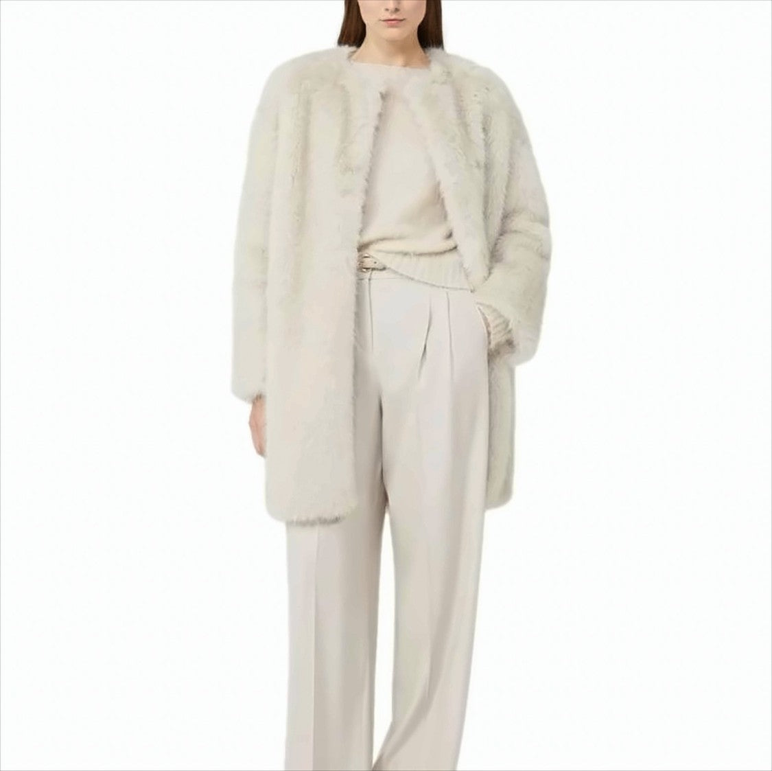 Max Mara Plush Faux Fur Midi Coat