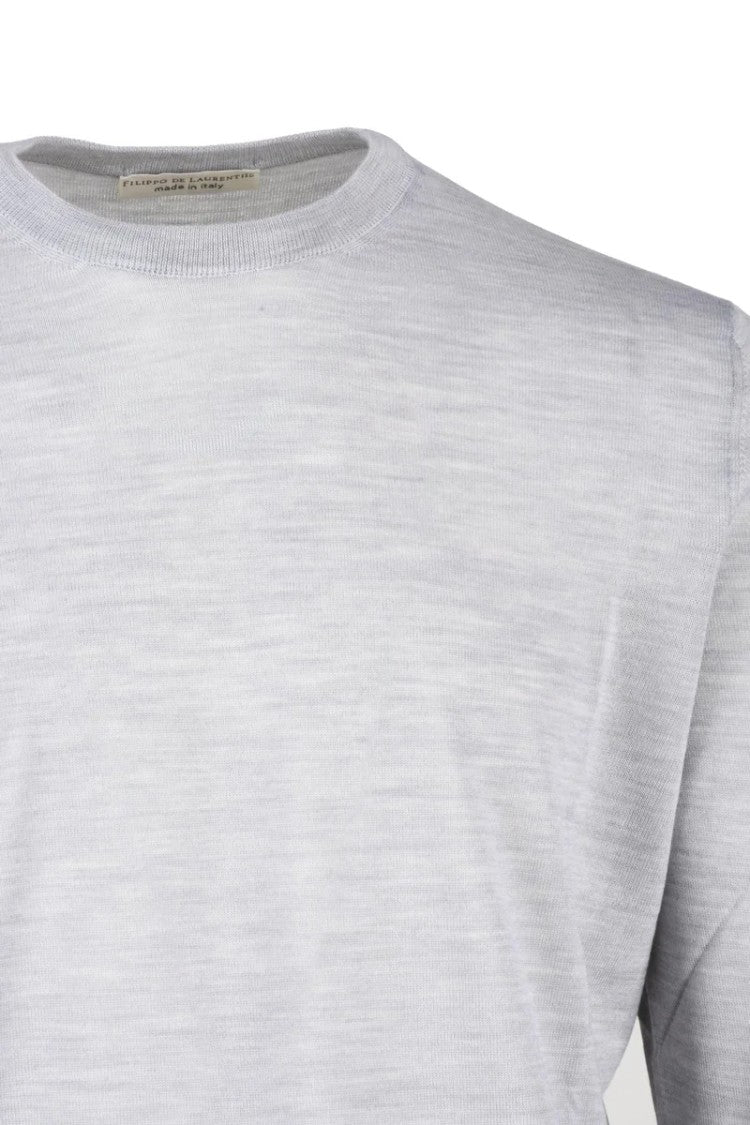 Filippo De Laurentiis Light Grey Merino Wool Men's Crewneck Pullover