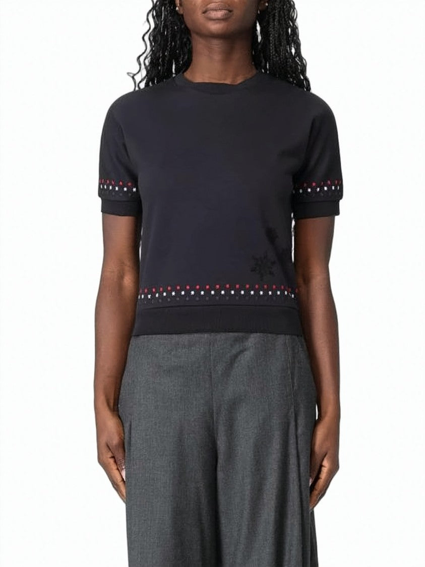 Thom Browne Short-Sleeved Fitted Top With Dotted Pattern