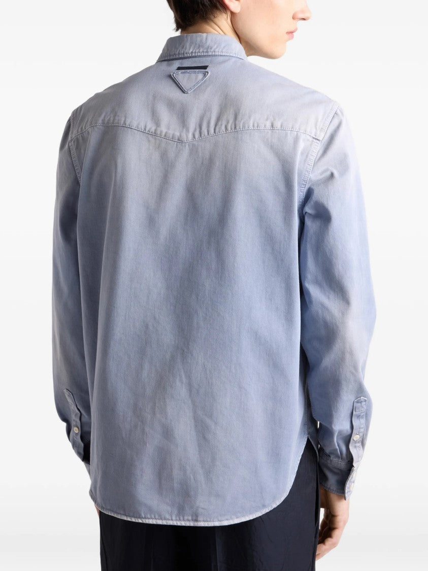Prada Light Blue Long-Sleeve Fabric Shirt