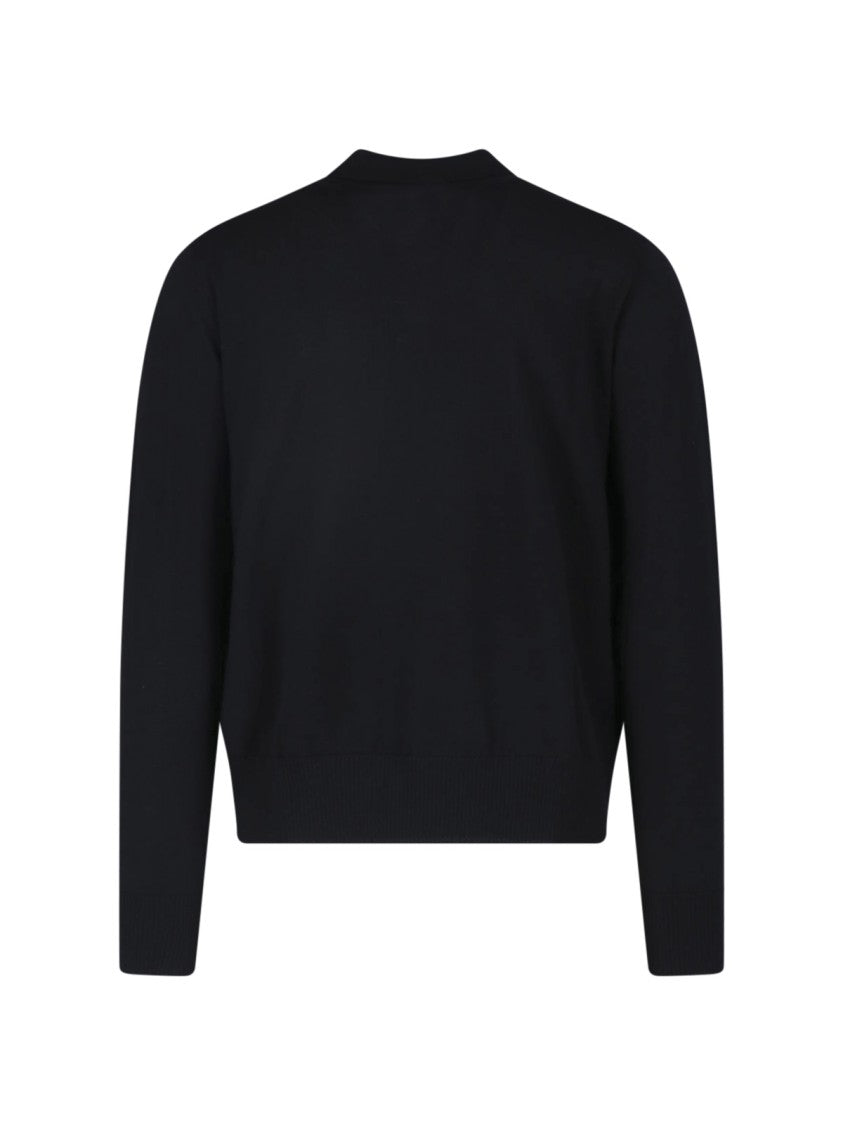 Vivienne Westwood Black Wool Polo With Classic Collar And Multicolor Logo
