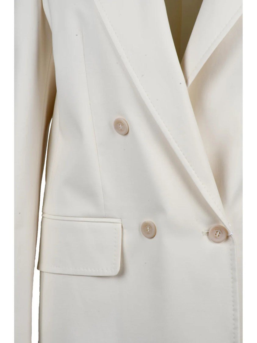 Max Mara White Stretch Cotton Double-Breasted Suez Jacket