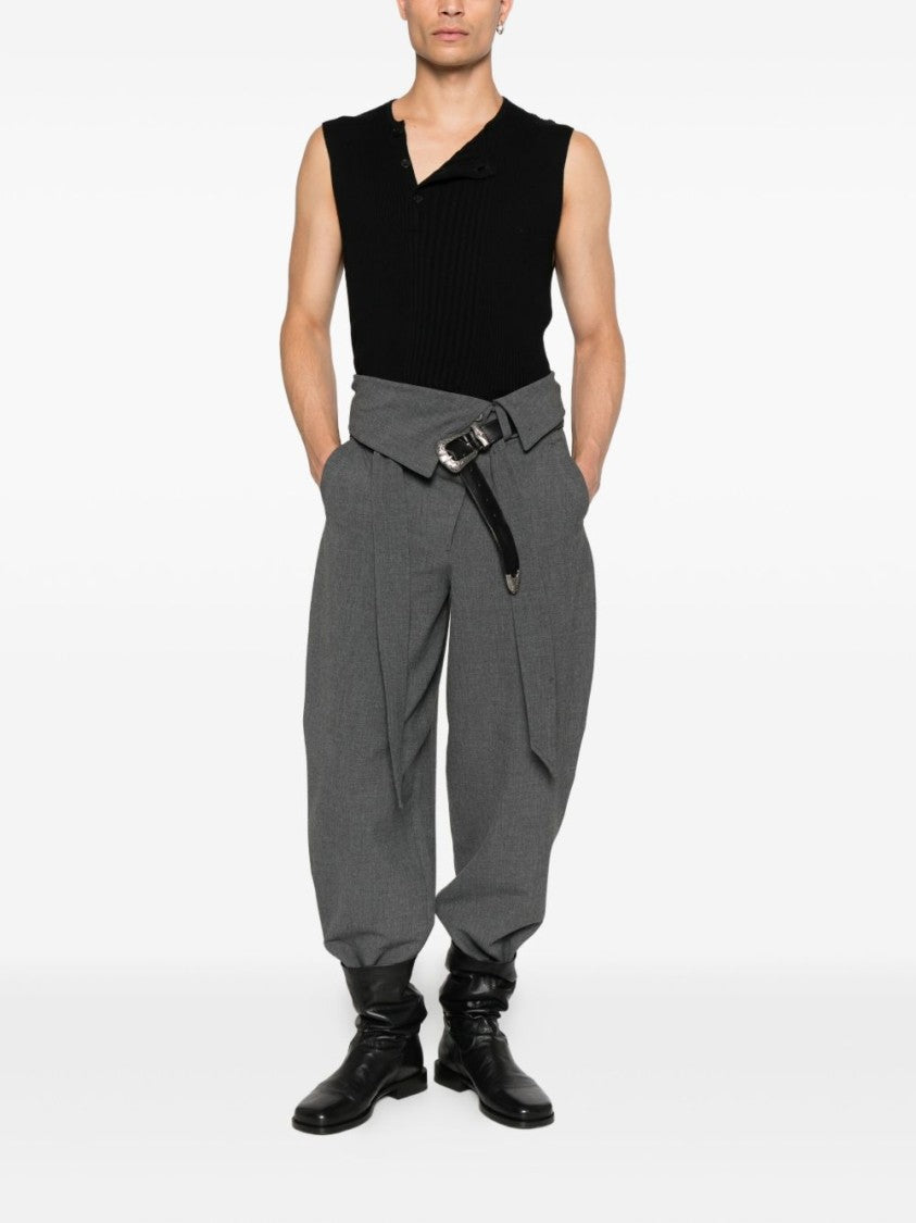 Vivienne Westwood Black Ribbed Sleeveless Button Knit Sweater