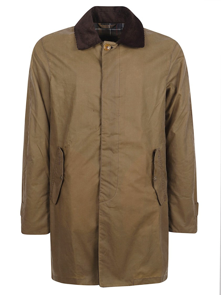 Barbour Waxed Trench Coat With Corduroy Collar