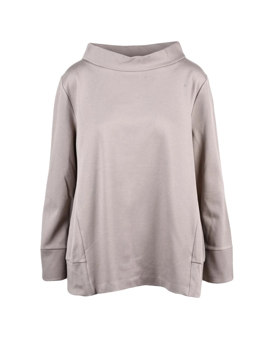 Meimeij Grey Flared Boat Neck Lightweight Sweatshirt