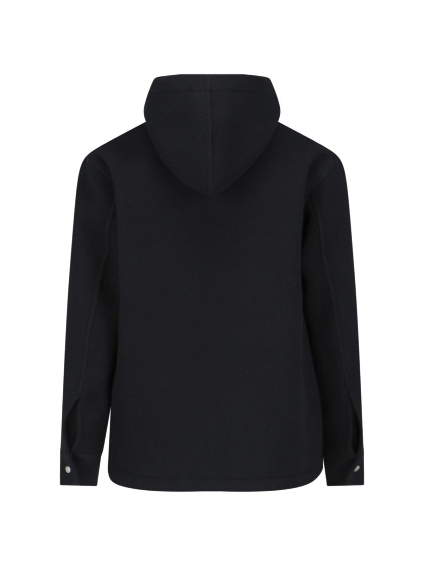 Jil Sander Hooded Jacket With Embroidered Logo – Black