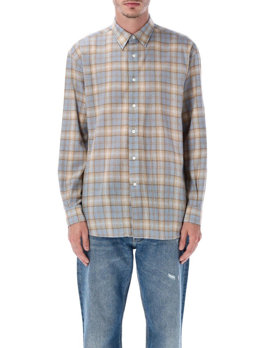 Auralee Airy Wool Check Relaxed-Fit Shirt