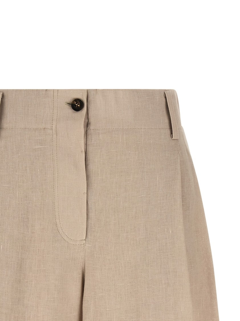 Brunello Cucinelli Linen Wide-Leg Bermuda Shorts