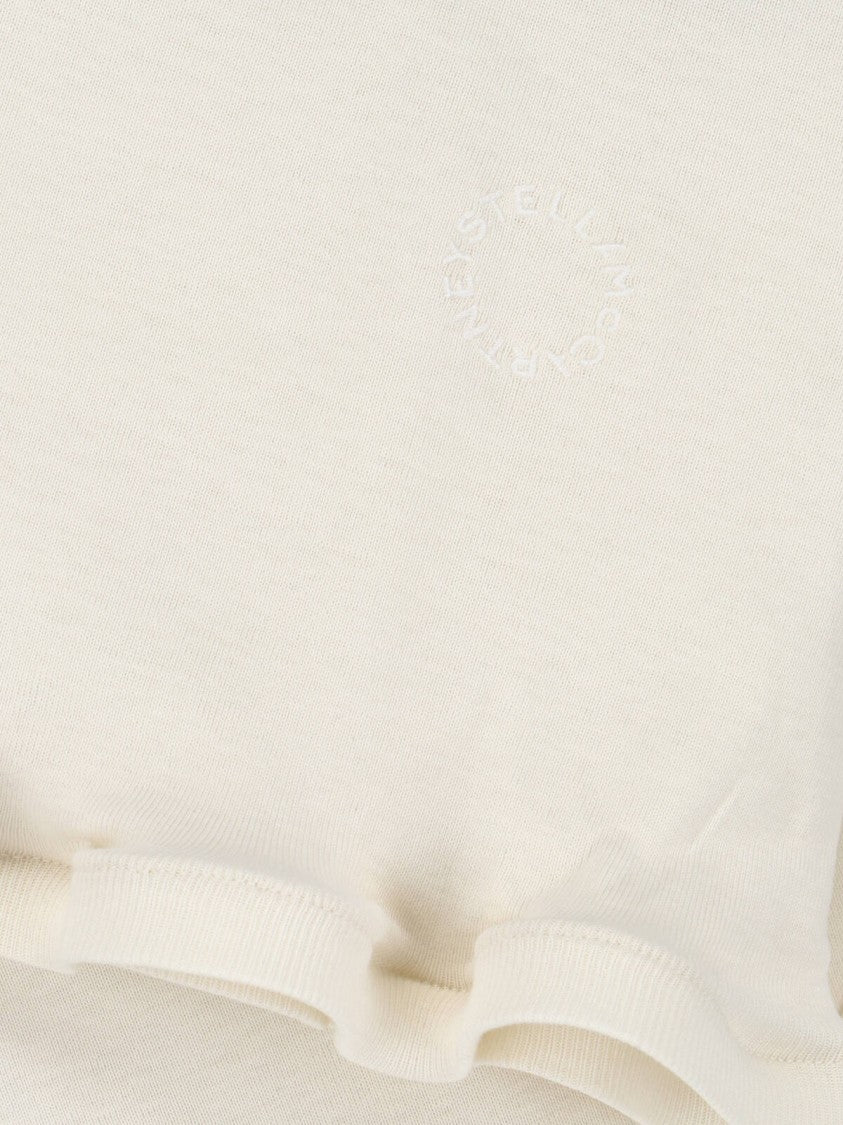 Stella Mccartney Cream Ruffle Hem Cotton Tank Top