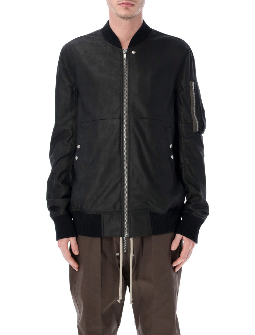 Rick Owens Black Leather Flight Jacket