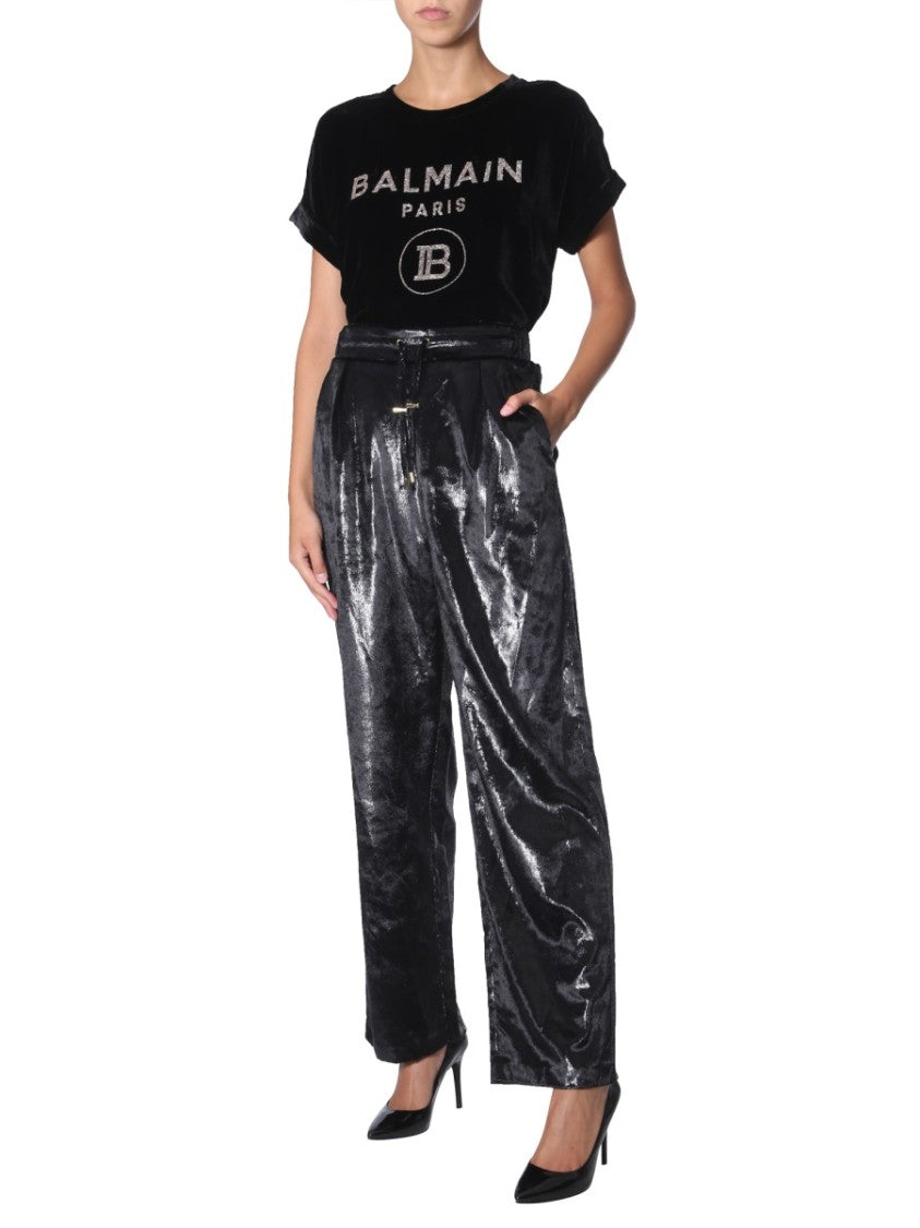 Balmain Velvet Lurex Wide Pants