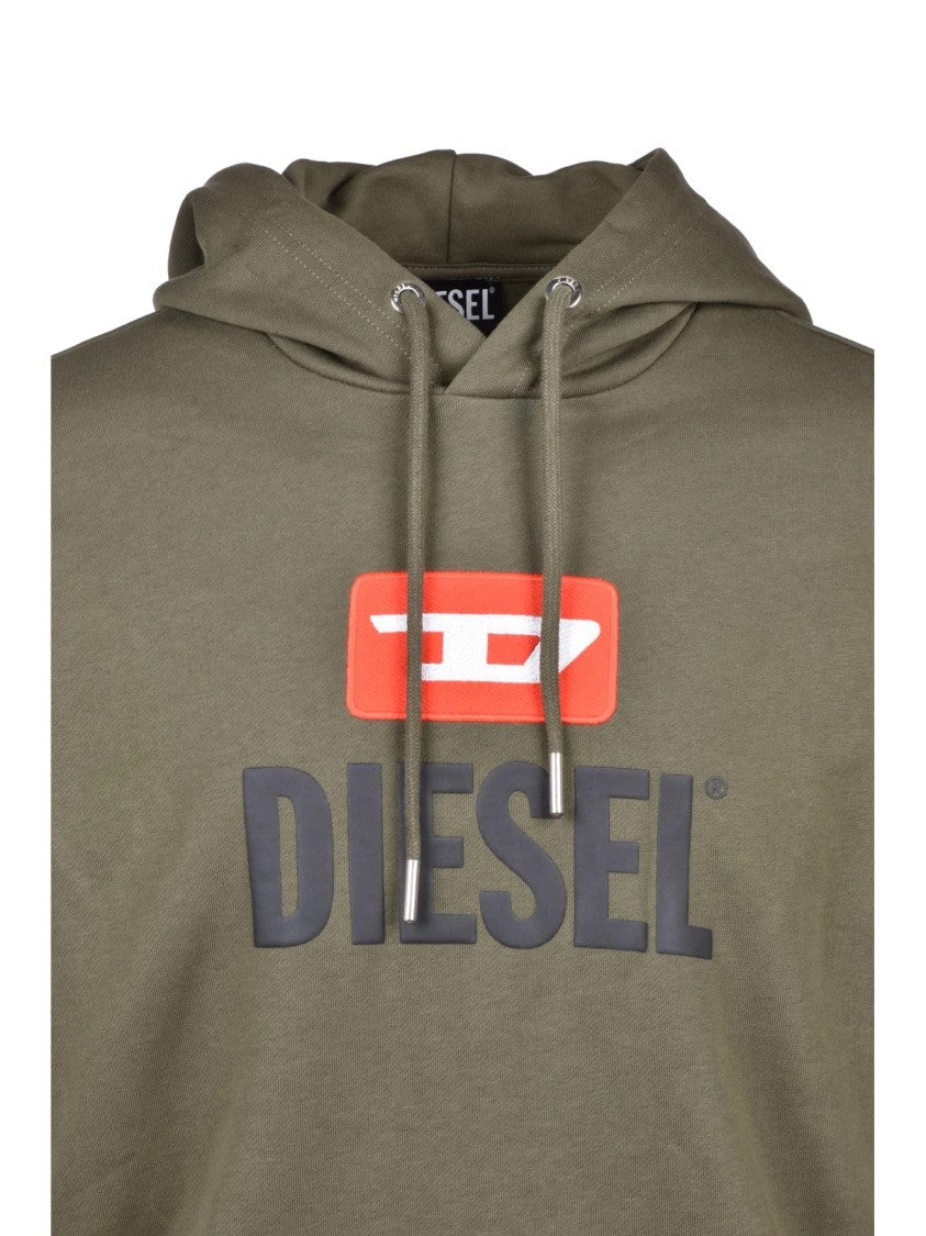Diesel Green Cotton Logo Hoodie