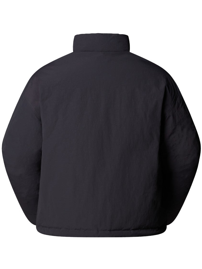 The North Face Cropped Black Down Jacket With High Collar And Snap Closure