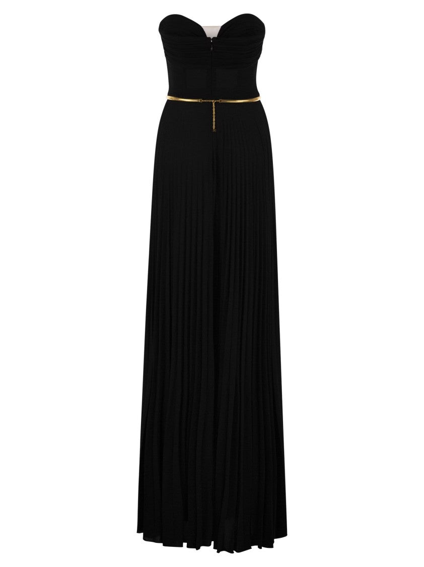 Elisabetta Franchi Pleated Lurex Jersey Red Carpet Dress