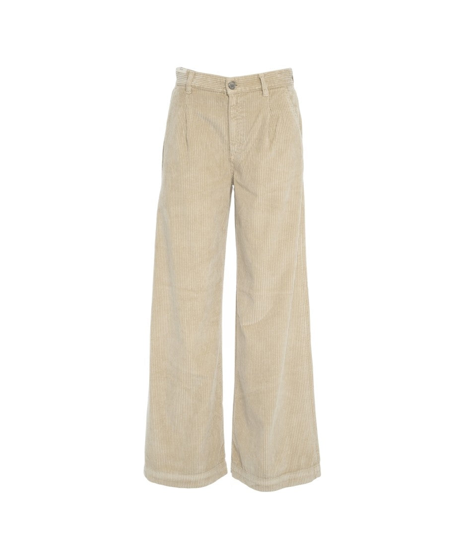 Pt Torino Wide-Leg Corduroy Trousers With Mid-Rise Waist And Ribbed Texture