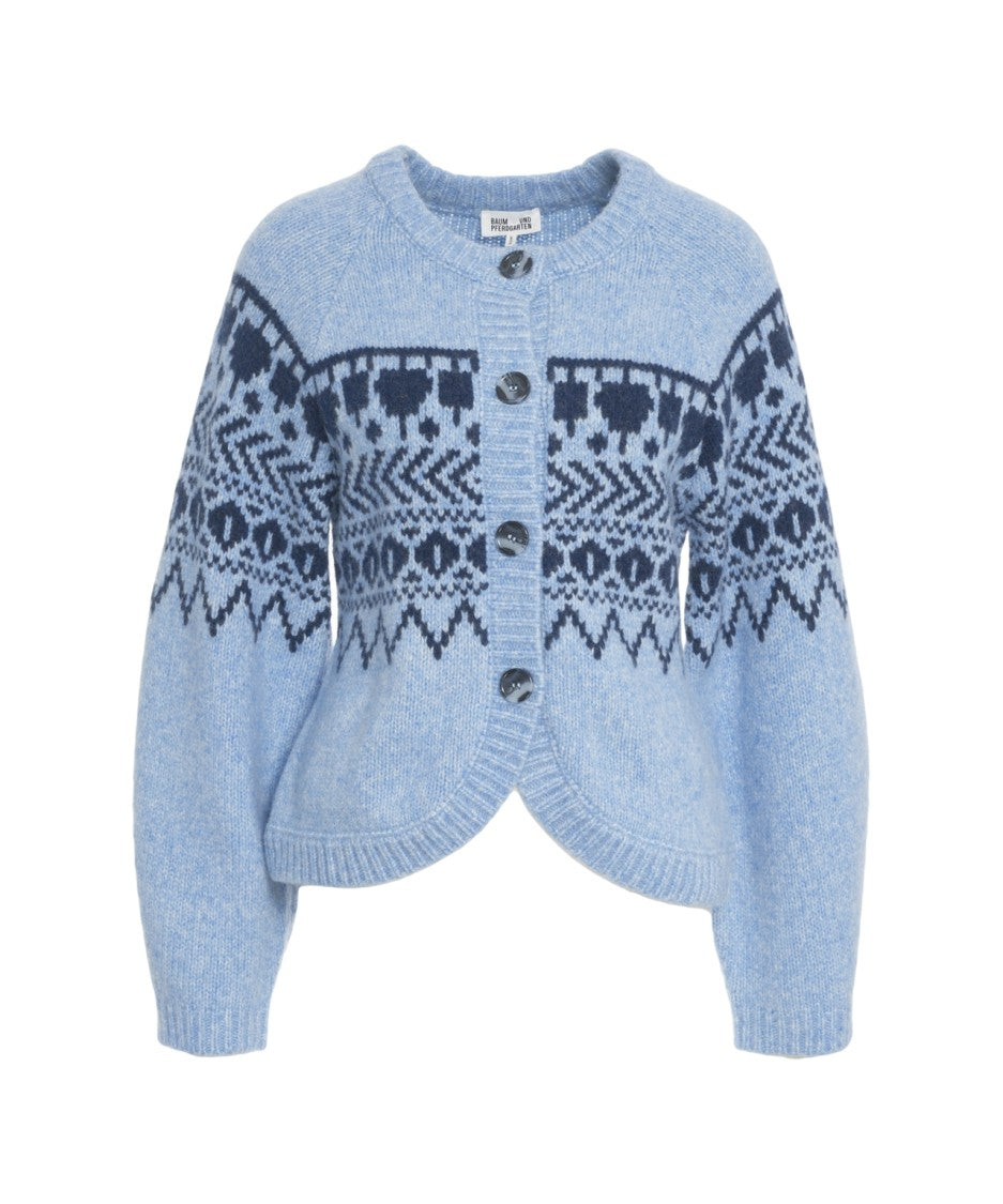 Baum Und Pferdgarten Knitted Cardigan With Unique Hem And Patterned Design