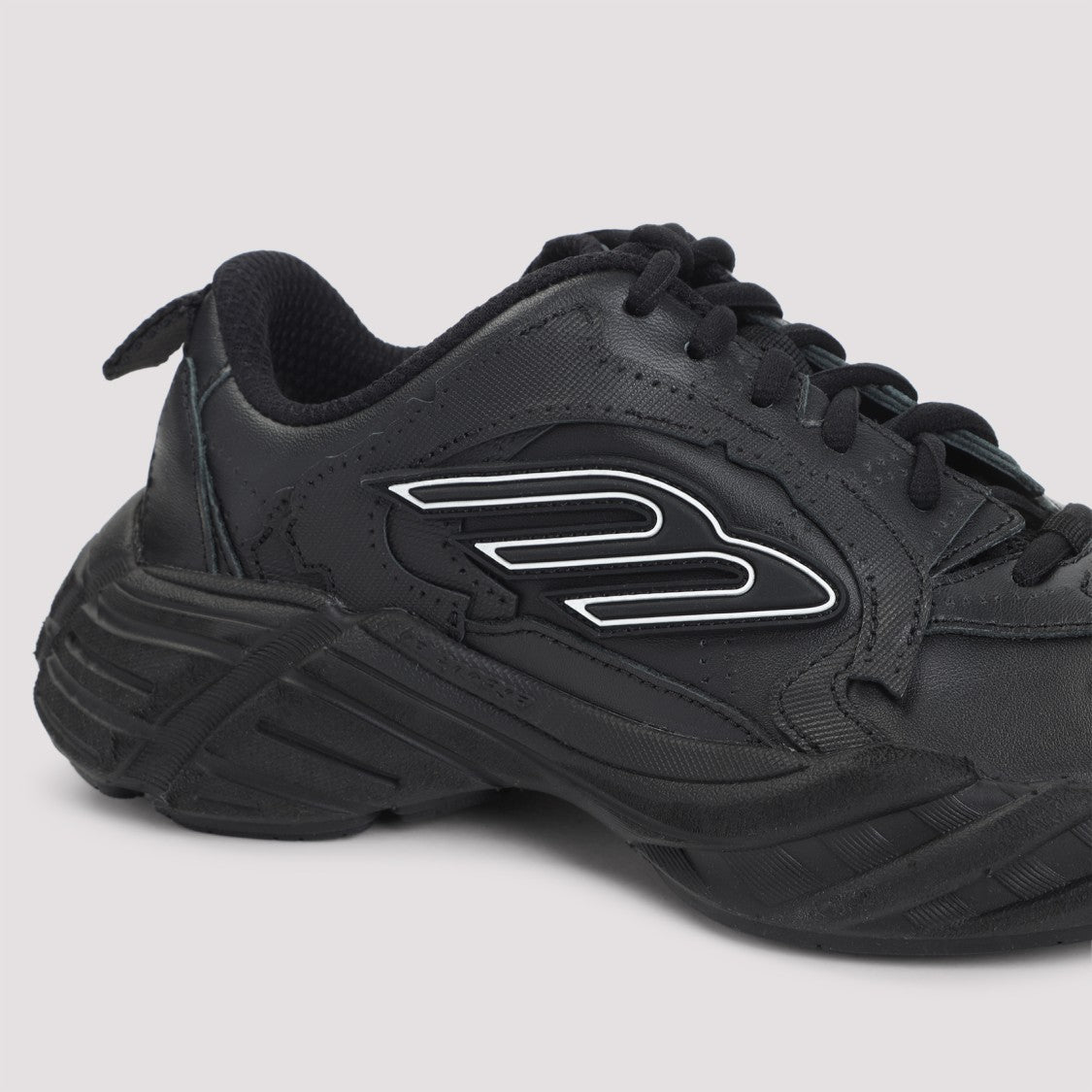 Balenciaga Black Leather Monday Sneakers