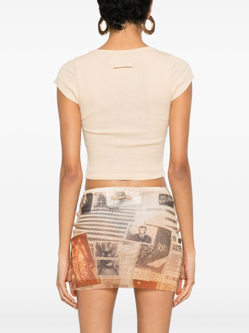 Jean Paul Gaultier Silk And Nylon Blend Drape Top