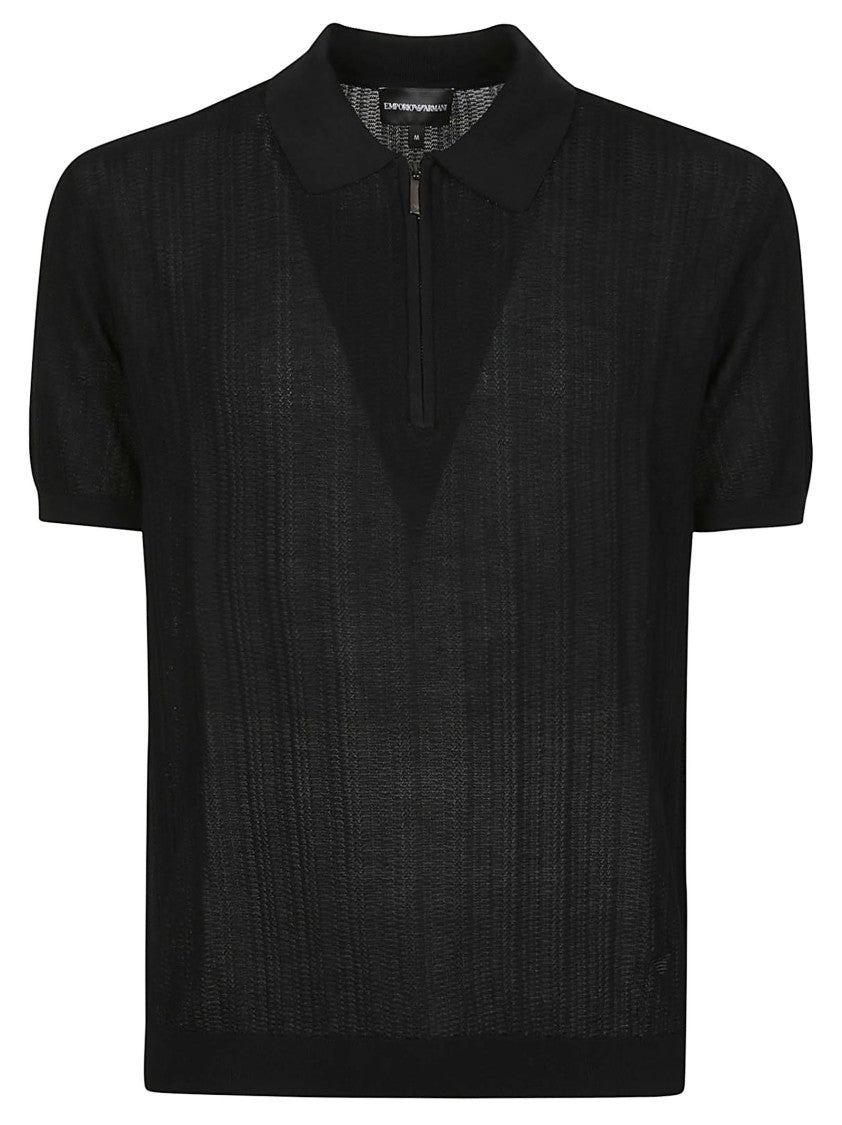 Emporio Armani Half-Zip Textured Cotton Sweater