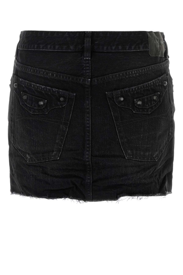 Balenciaga Black Denim Mini Skirt