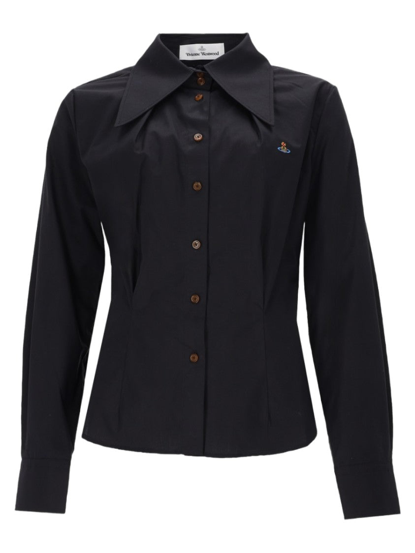 Vivienne Westwood Black Fitted Pointed Collar Cotton Shirt