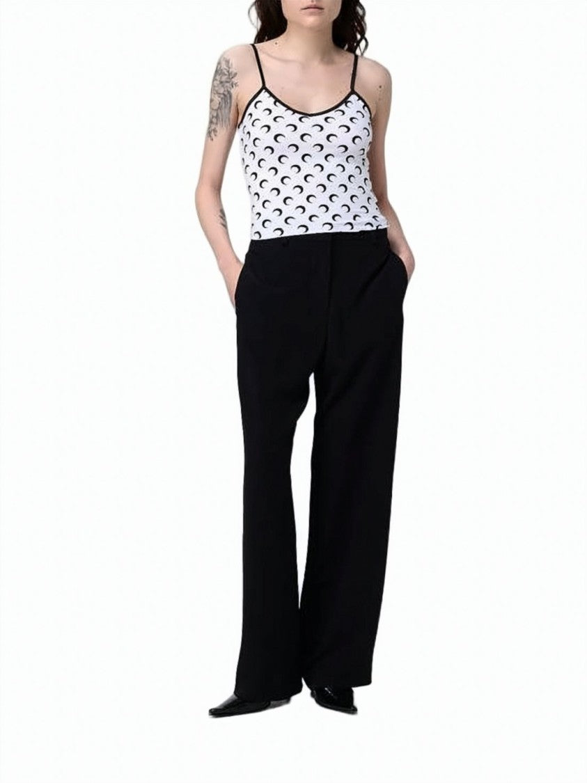Marine Serre Crescent Moon Print Jersey Tank Top With Spaghetti Straps