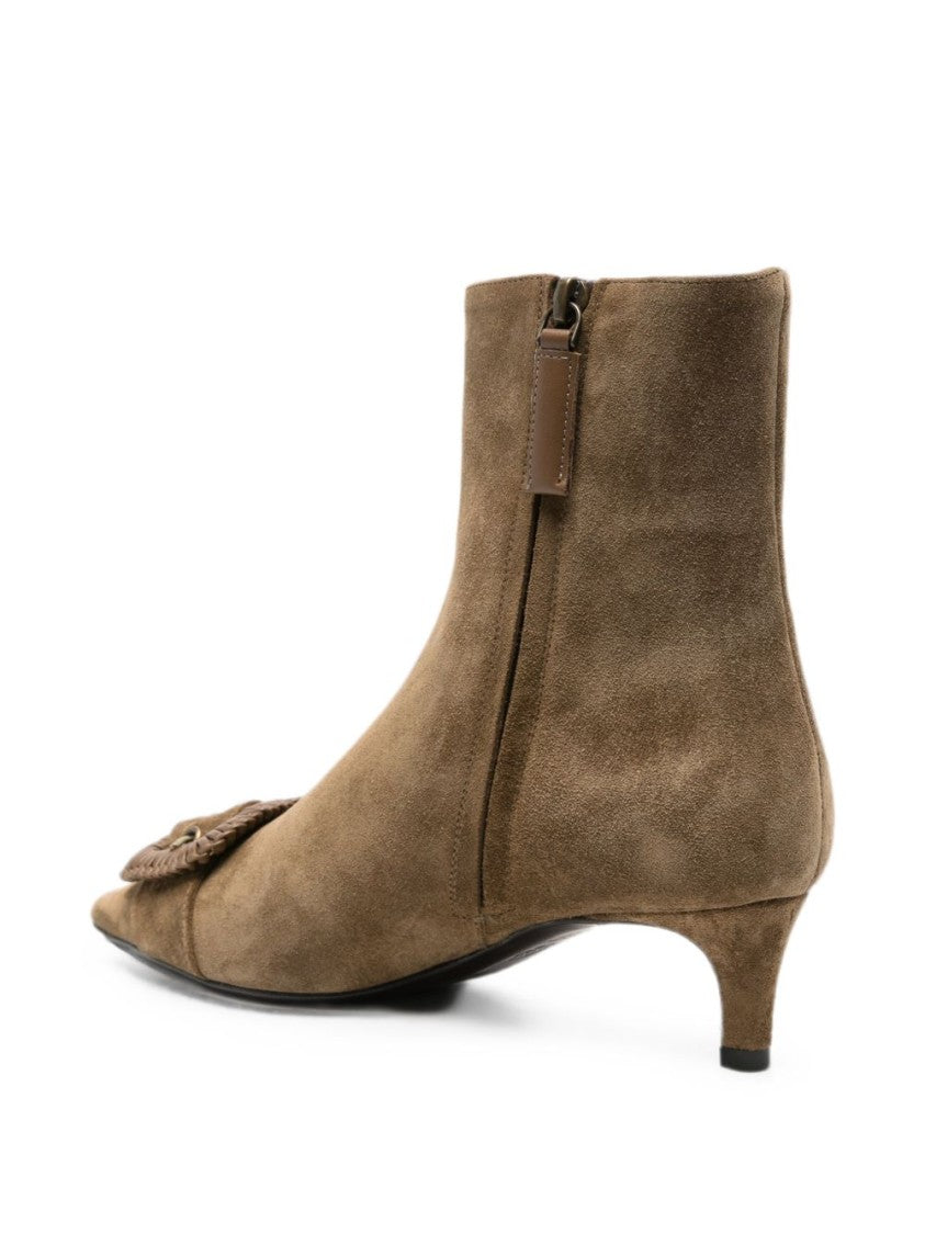 Roberto Festa Suede Buckle Ankle Boots - Brown