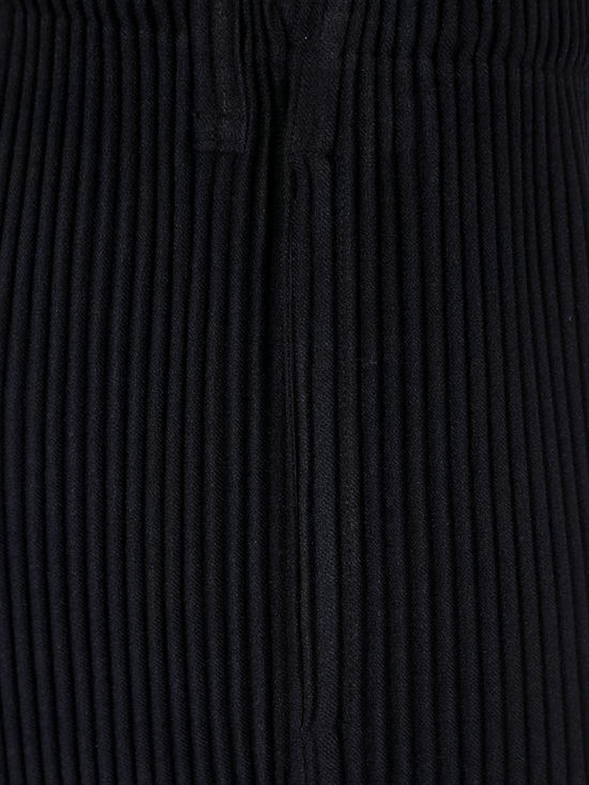 Homme Plissé Issey Miyake Pleated Tapered Fit Casual Pants With Elastic Waistband