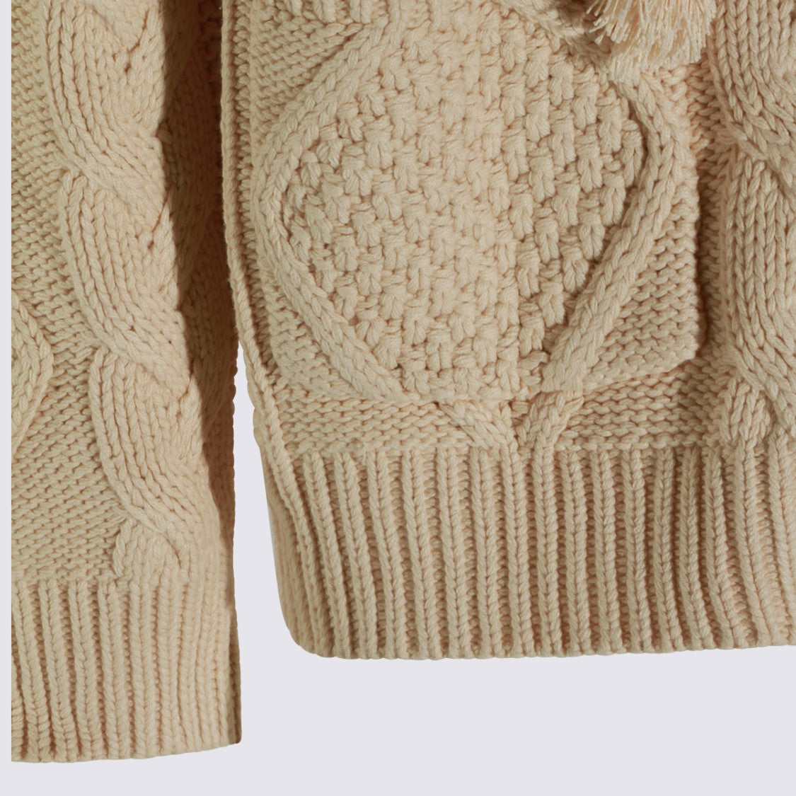 Found Textured Cable Knit Sweater With Hood And Zip Closure