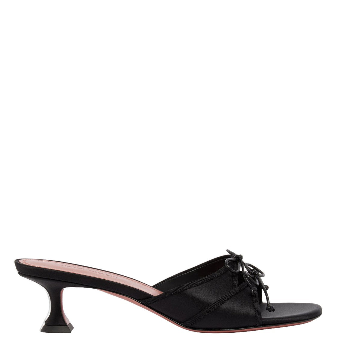 Amina Muaddi Black Silk Slippers With Bow Detail
